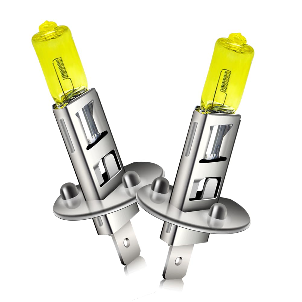 SOFOC Super Bright H1 Car Fog Lights Headlights High/Low Beam Lamp, 100W, Yellow, 3000K, Set of 2