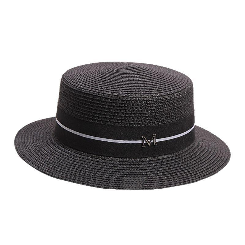 New straw hat women's summer flat top top top hat seaside vacation beach hat Internet celebrity straw hat versatile hat