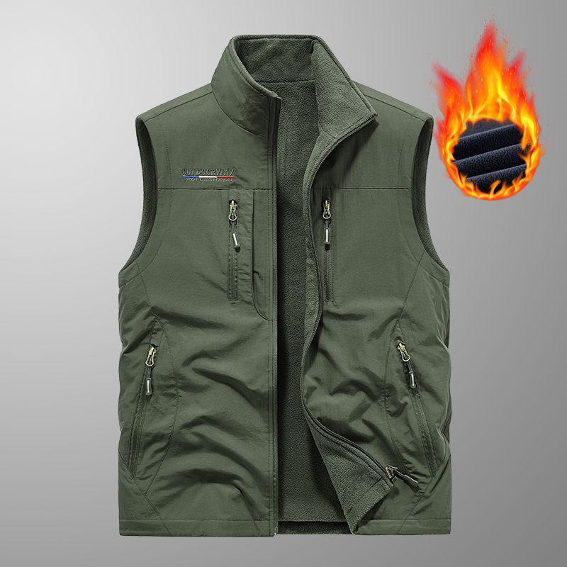 Herren Wendbare 8-Taschen Fleeceweste - Herbst/Winter Polarfleece, Ärmellos und Verdickt für Outdoor-Einsatz