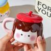 High Looking Birthday Gift Ceramic Cup Cute Mug with Lid Drinking Water Creative Design Home Coffee Cup Bestie Cup