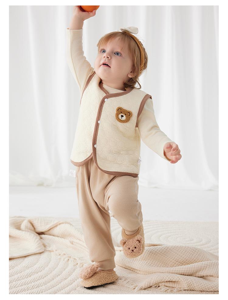 Jingqi Quilted Sleeveless Warm Vest for Newborns - Boys and Girls, Spring & Autumn Season