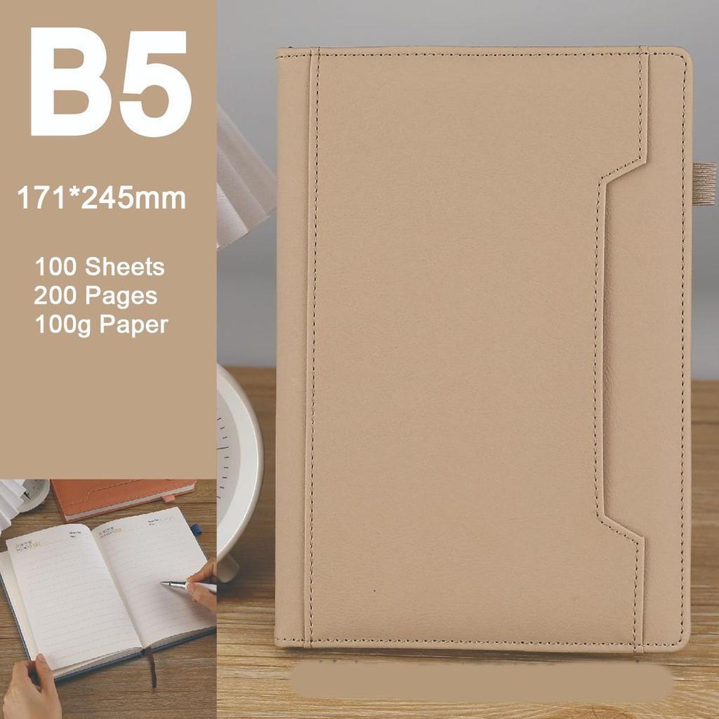 A5/B5 Leder Notizbuch, linierte Seiten, Geschäftstreffen Protokollbuch, Notizblock, Studenten Tagebuch, Fachnotizen, 96 Blatt 192 Seiten