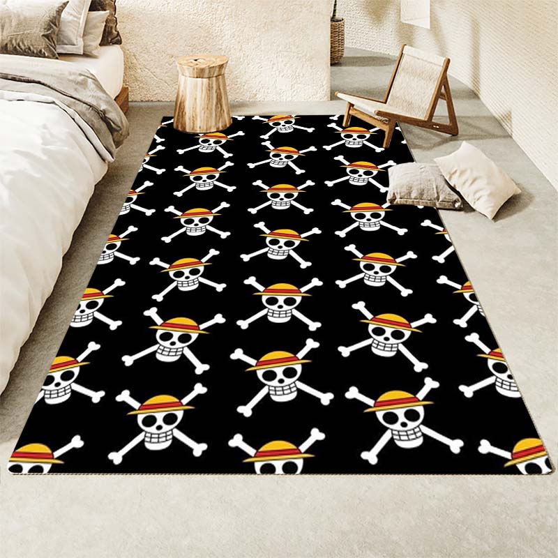 One Piece Straw Hat Pirates Square Floor Mat Living Room Bedroom Decor,Cartoon Welcome Mat