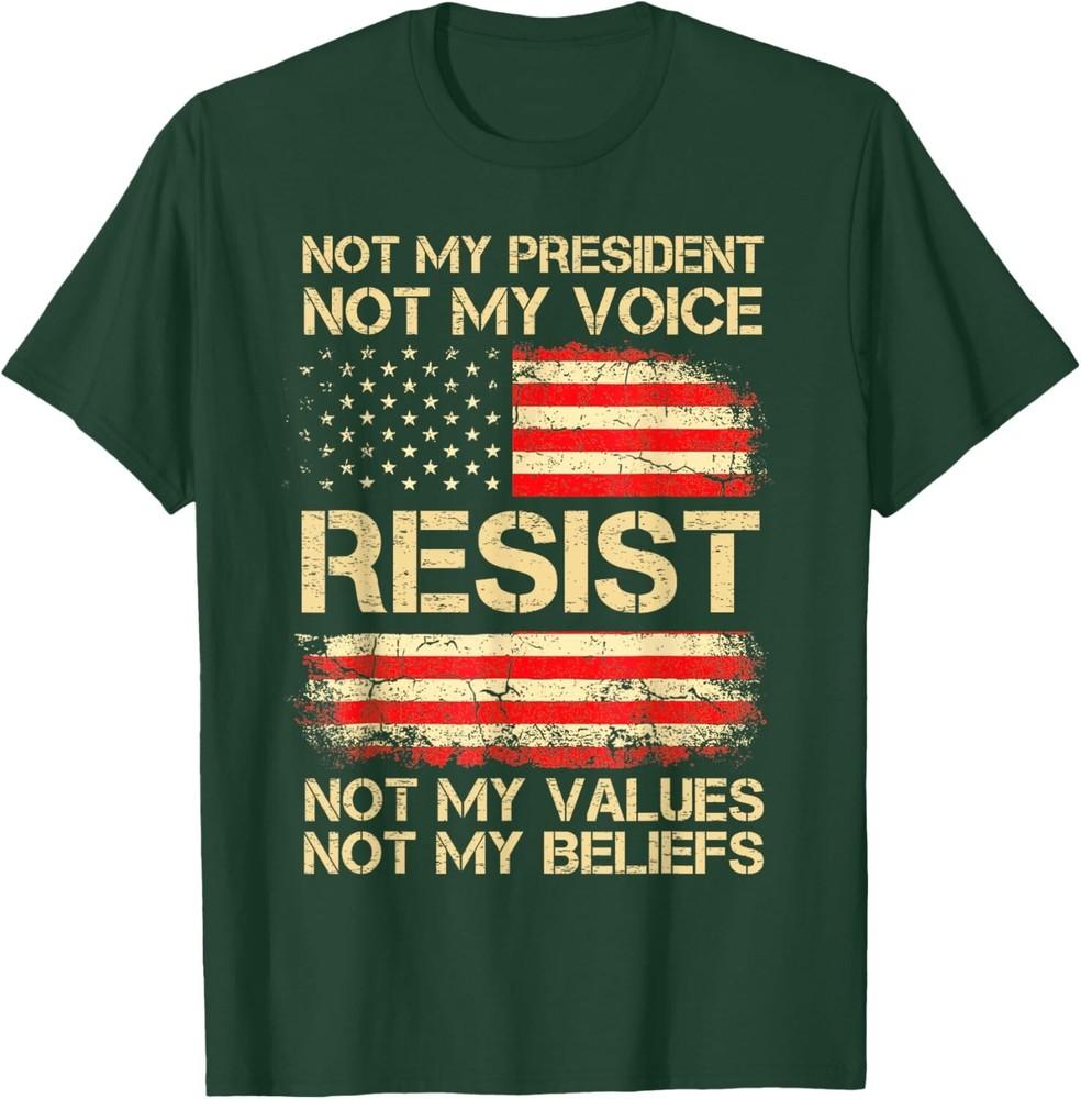 Anti-Trump Resist Not My President America Flag Vintage Unisex T-Shirt