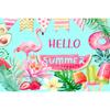 Summer Pool Swimming Circle Flamingo Theme Banner Background, Children's Birthday Party, Home Decoration Photography Background