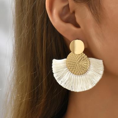 Fashion Bohemian Big Tassel Dangle White Fringe Female Earrings Drop Earrings for Women Statement Wedding 2023 Jewelry