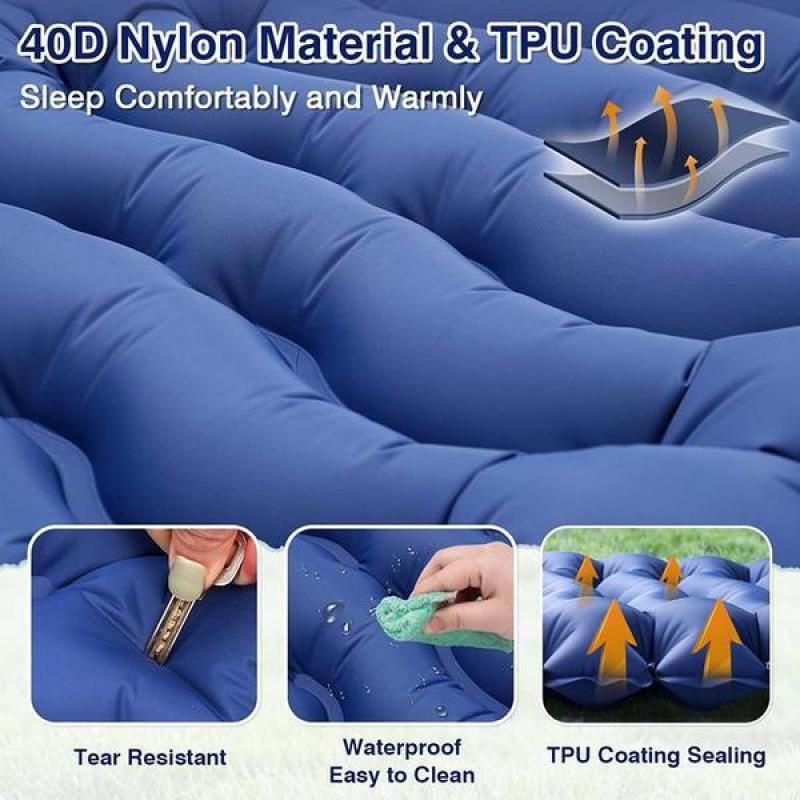 1PC Camping Sleeping Pad Inflatable Waterproof Sleeping Pad with Built-in Pump, Foot Operated Ultra Thick Durable