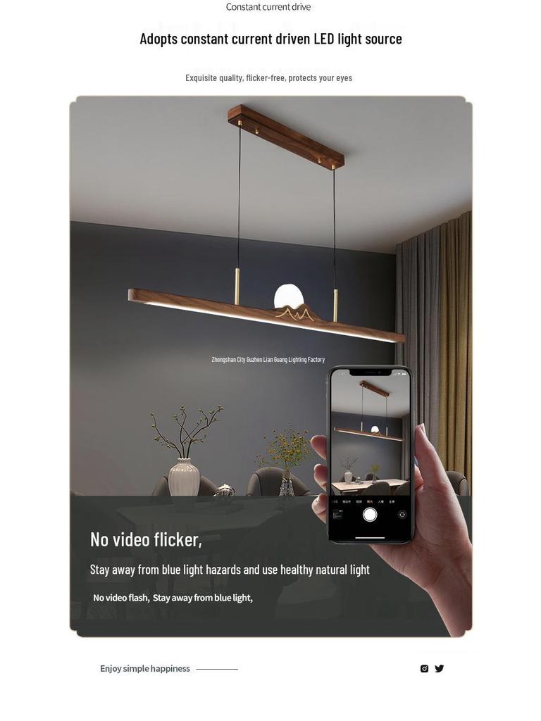 Zen Designer Tea Room Chandelier with Black Walnut and Copper