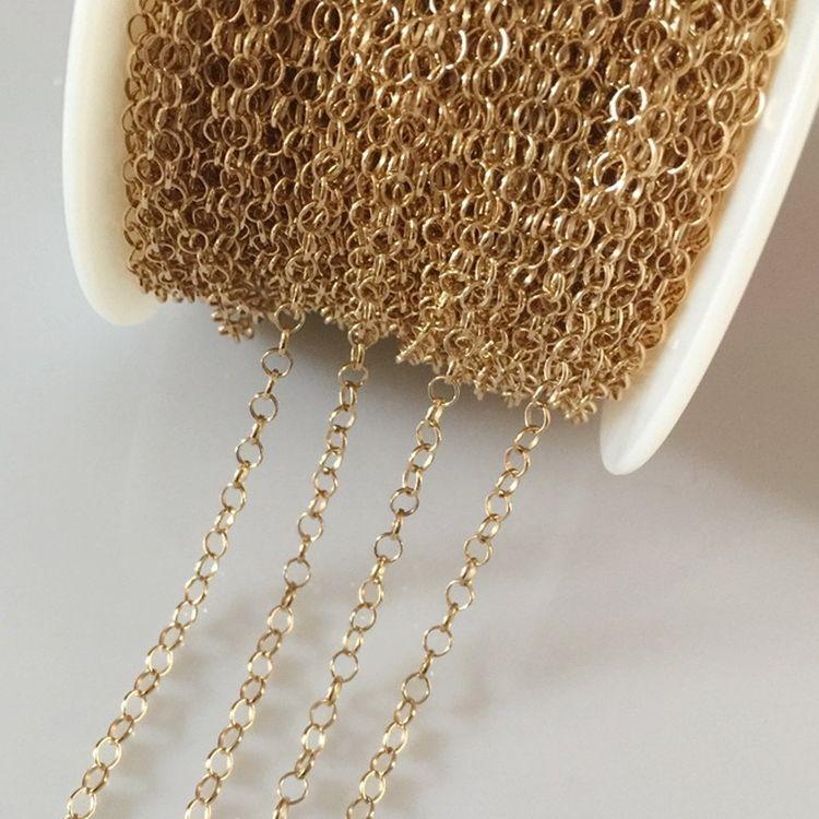 Vintage 14K Gold Filled 3.1mm Belcher Rolo Bulk Chain Spool for Women Bracelet Necklaces Jewelry Making