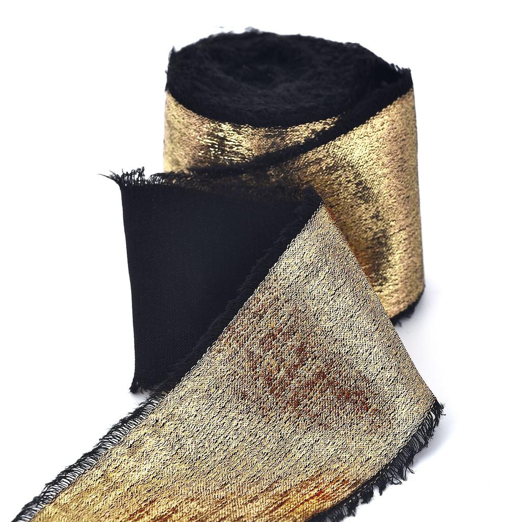 4cm Glitter Imitation Silk Chiffon With Hand Torn Raw Edge Bouquet Gift Packaging Ribbon DIY Wedding Home Hotel Party Decoration