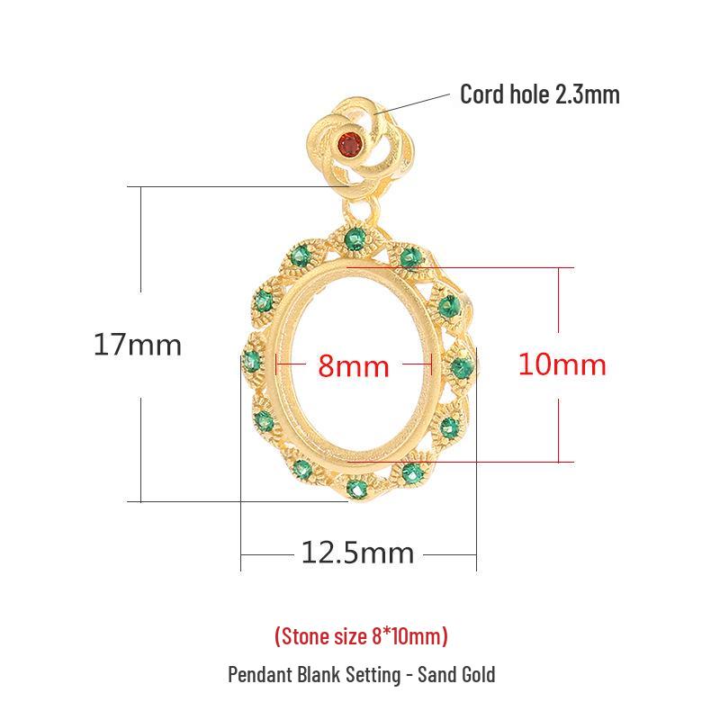 

S925 Sterling Silver Pendant for DIY Necklace with Ancient Gold, Amber, Red Jasper, or Jade Settings for Women 925 Sterling Silver