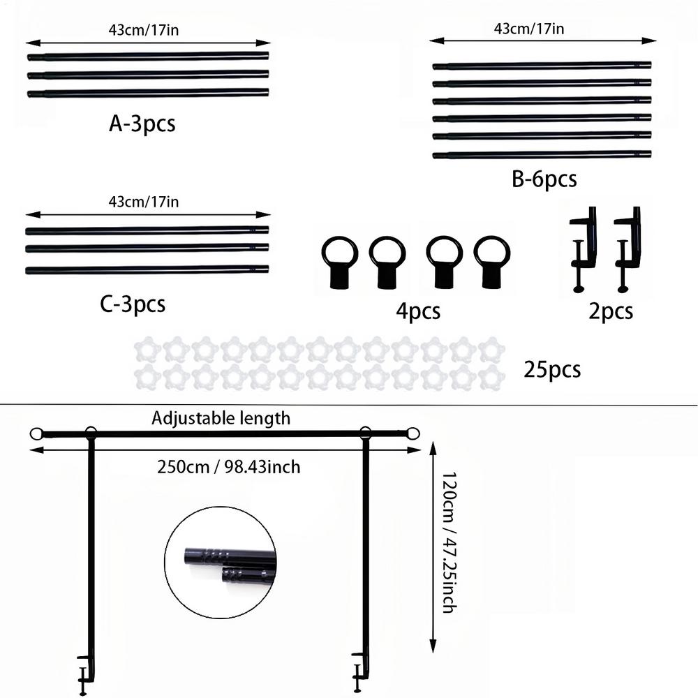 Over The Table Rod Stand With Clamps Adjustable Display Metal Table Balloon Arch With Clamps For Wedding Birthday Party