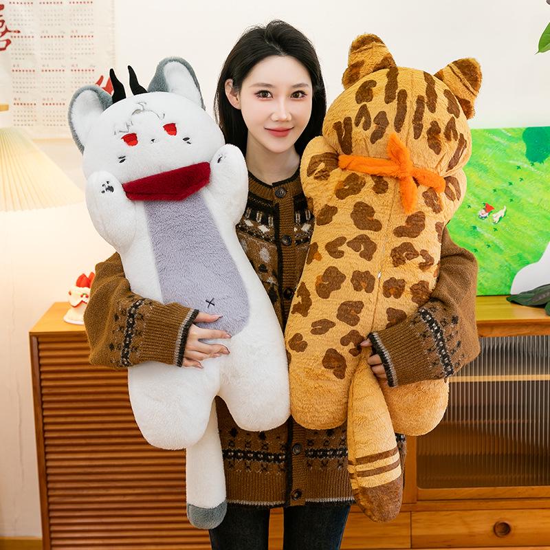 Devil Cat Plush Cushion Doll - Cartoon Animal Sleeping Backrest for Girls