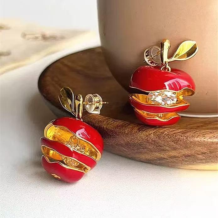 New Apple Bell Stud Earrings: Cute, Lightweight, Exquisite Design with a Playful Touch for a Luxurious Daily Look.