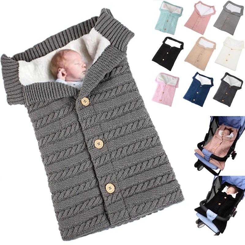 Newborn Baby Winter Wrap Warm Swaddle Blanket Knit Sleep Bag Sack Wrap Stroller