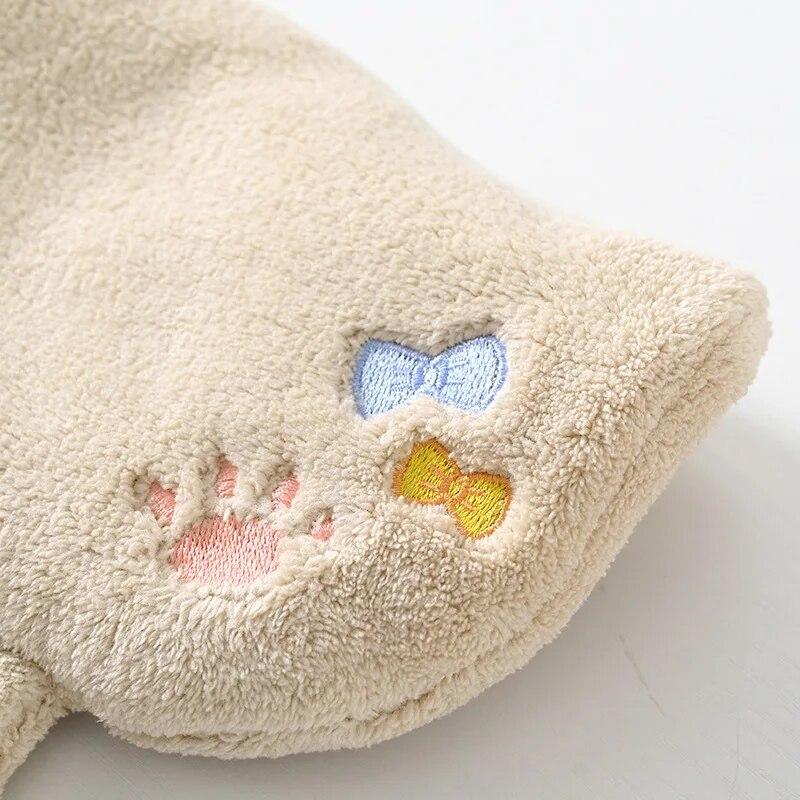 1pc Cartoon Pattern Hanging Towel Coral Velvet Hair Does Not Lose Thick Cloth Kitchen Bathroom Absorbent Towels Home Accessories