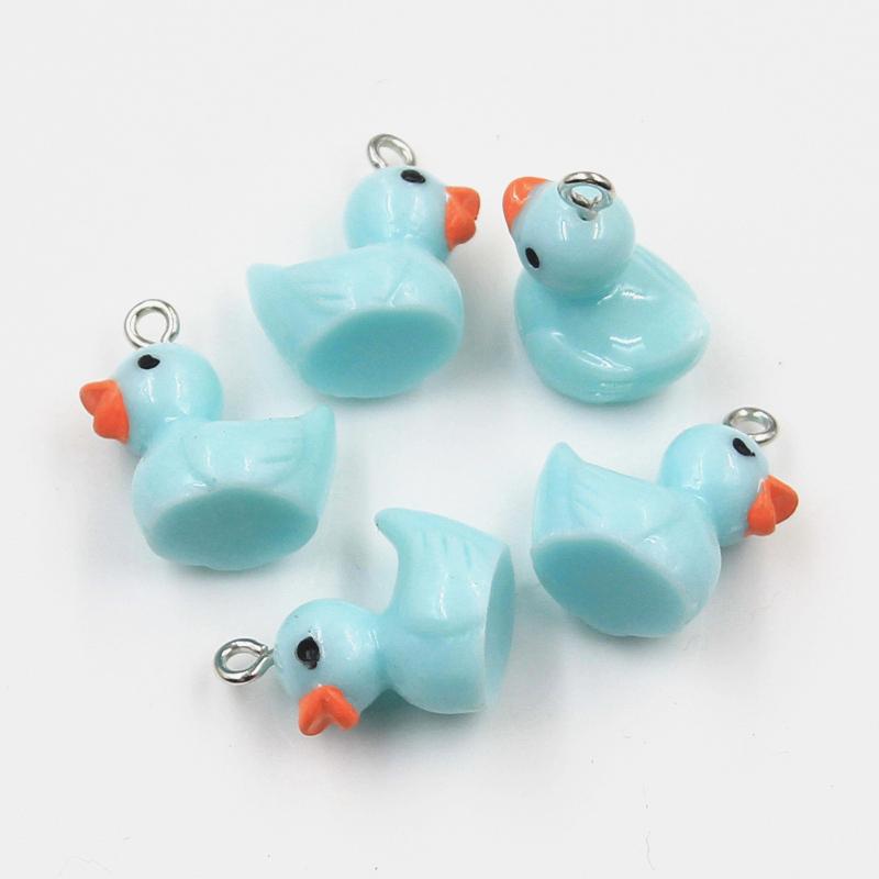 10Pcs Charms 3D Colorful Duck 15X16X12Mm Pendants Crafts Making Findings Handmade Jewelry Diy Earrings Necklace