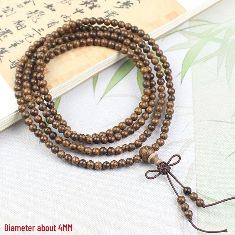 Gold Silk Sandalwood Bracelet, 108 Beads, Unisex Couple Jewelry Gift
