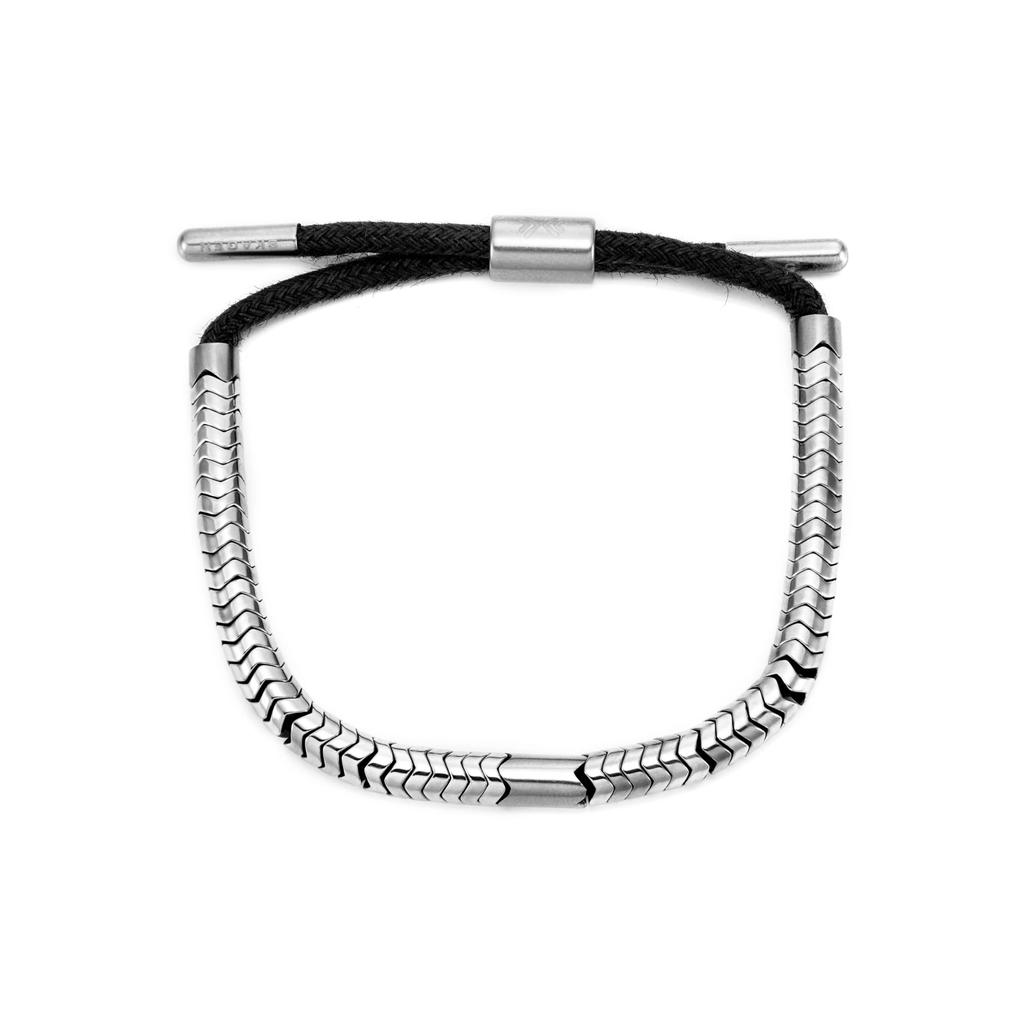 Skagen PELLE Hematite Bead SKJM0236040 Women's Silver-Tone Bracelet,