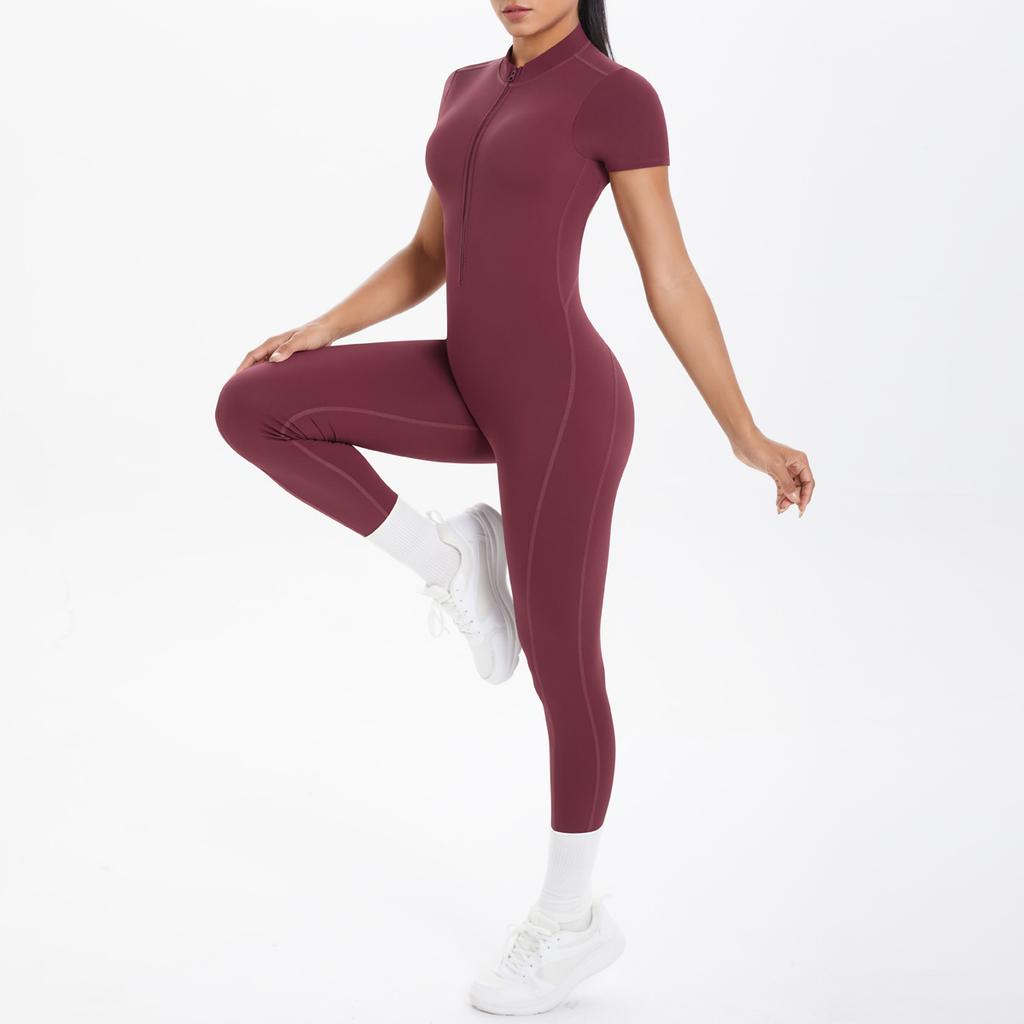 New Tight Fitting Backless Hollow Short Sleeved Pants Jumpsuit, Sports Running Fitness Jumpsuit, Yoga Suit