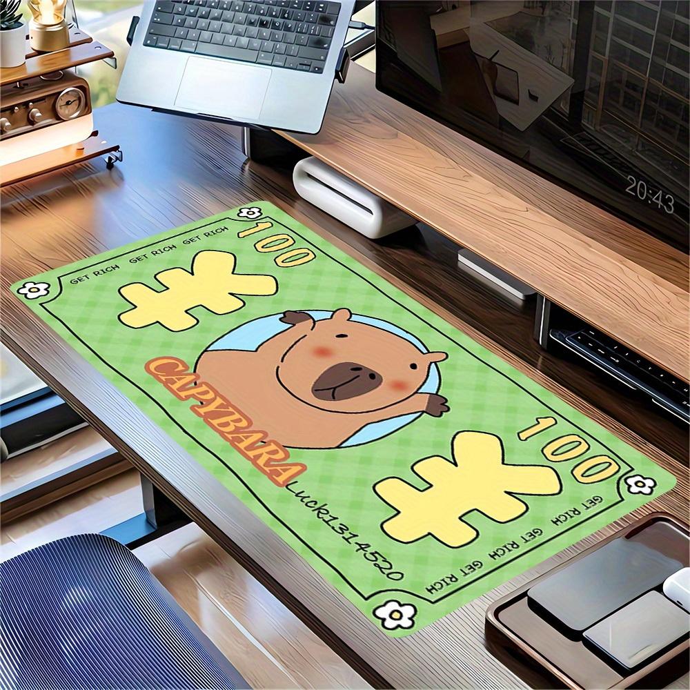 Großes, rutschfestes Gummi-Mauspad mit Capybara-Motiv in verschiedenen Größen, reichhaltig, Glücksmousepad, mit genähten Kanten, Tastatur-Schreibtischmatte für Schule, Büro, Zuhause, Geschenk für Fr