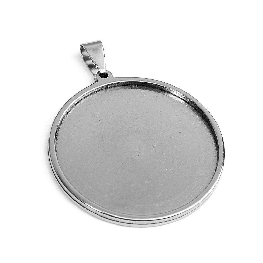 5pcs/lot Fit 20/35/40mm Stainless Steel Pendant Cabochon Cameo Base Tray Bezel Blank For Demo Cabochons Jewelry Making Supplies