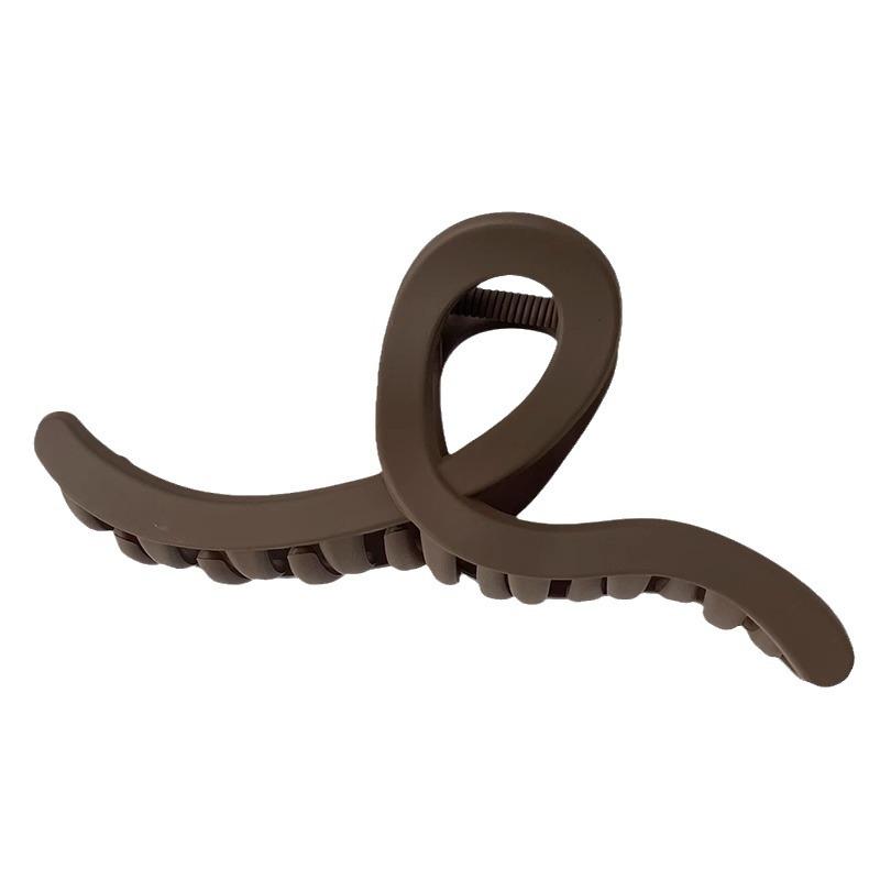 Premium Coffee-Colored Frosted Hairpin - Large All-Match Shark Clip for Elegant Hairstyles