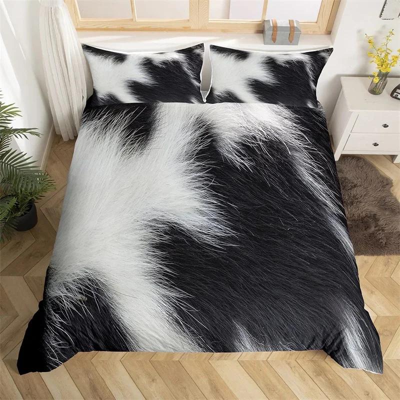Cowhide Duvet Cover Twin King Farm Animal Bedding Set Western Patchwork Comforter Cover Microfiber Cow Fur Print Bedspread Cover