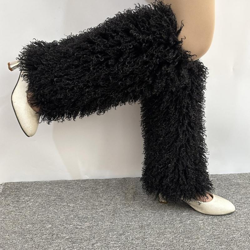 Faux Furs Leg Warmer,Warm Soft Cozy Fuzzy Leg Warmer Boot Cuffs Cover for Women Party Costumes Boot Sleeves Boot Covers