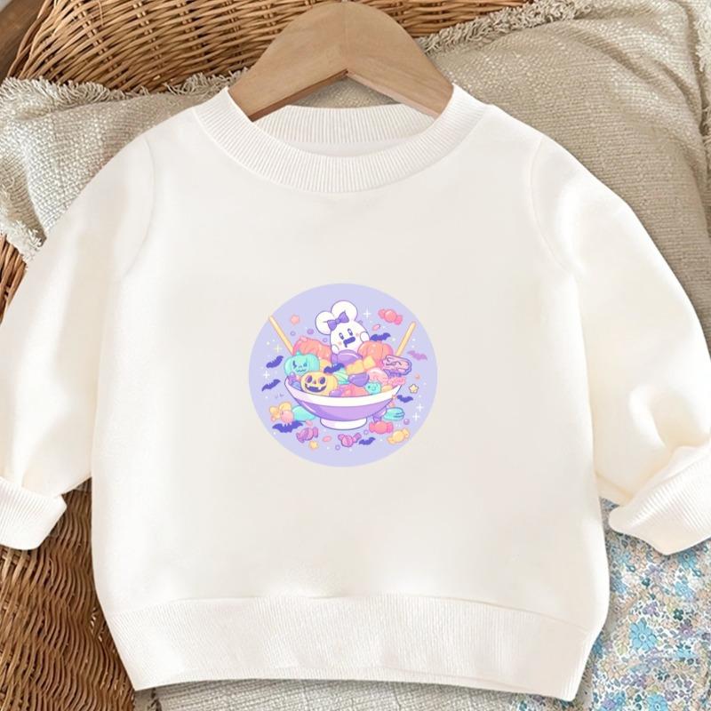 Kids Crewneck Long Sleeve Sweatshirt, Cute Halloween Print