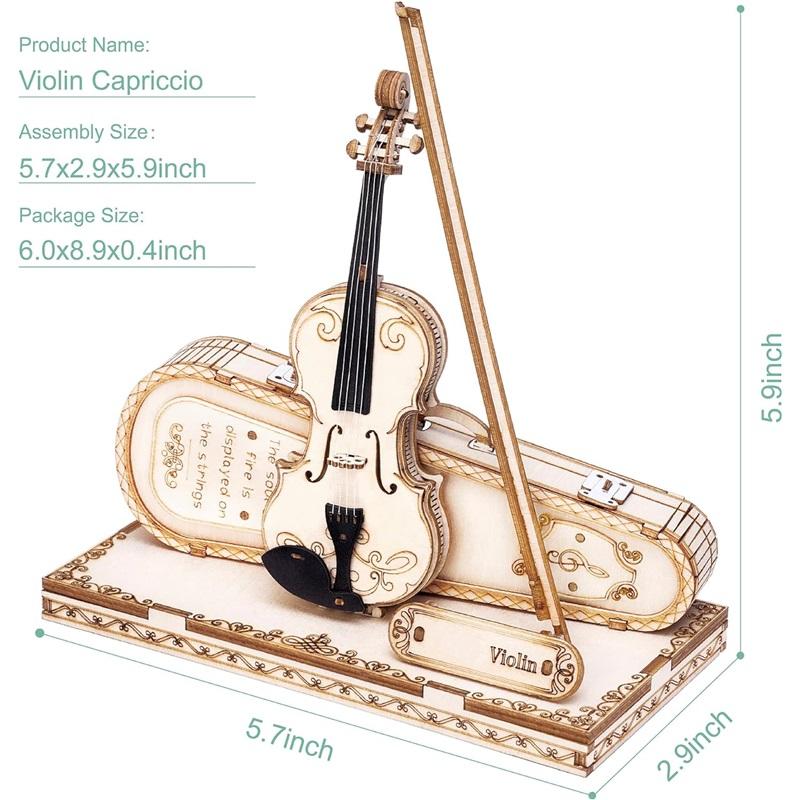 3D Holzpuzzle Violine Capriccio Modell DIY Dekoration Geschenke für Jungen & Mädchen Bausätze Spielzeug Musikalische Bausteine
