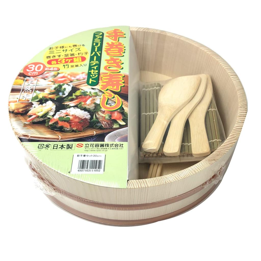 Tachibana Container Sushi Sushi Natural 30cm Wide X 30cm Deep X 4 Plastic Made In Japan Tub, Hand-Rolled Set, Wood, 8.8cm High, Approx. Cups, Band,