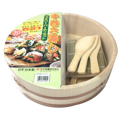 Recipiente Tachibana Sushi Sushi Natural 30cm de Largura x 30cm de Profundidade x 4 Plástico Feito no Japão Banheira, Conjunto Enrolado à Mão, Madeira, 8.8cm de Altura, Aprox. Copas, Banda,