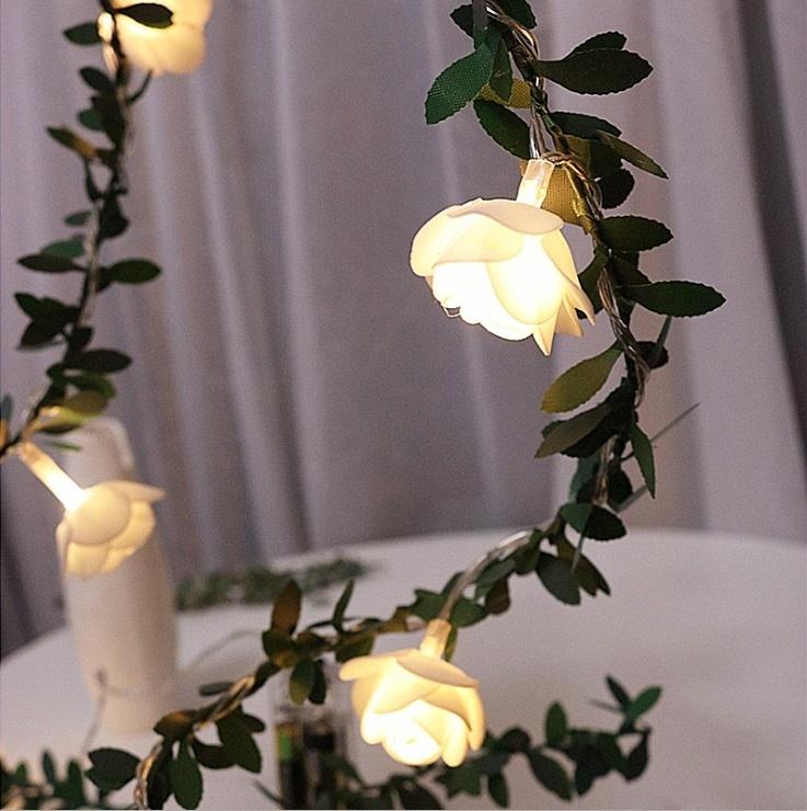 10/20/40 LED Simulation Cane Rose Flower String Lights Fairy Lights Home Party Decoration