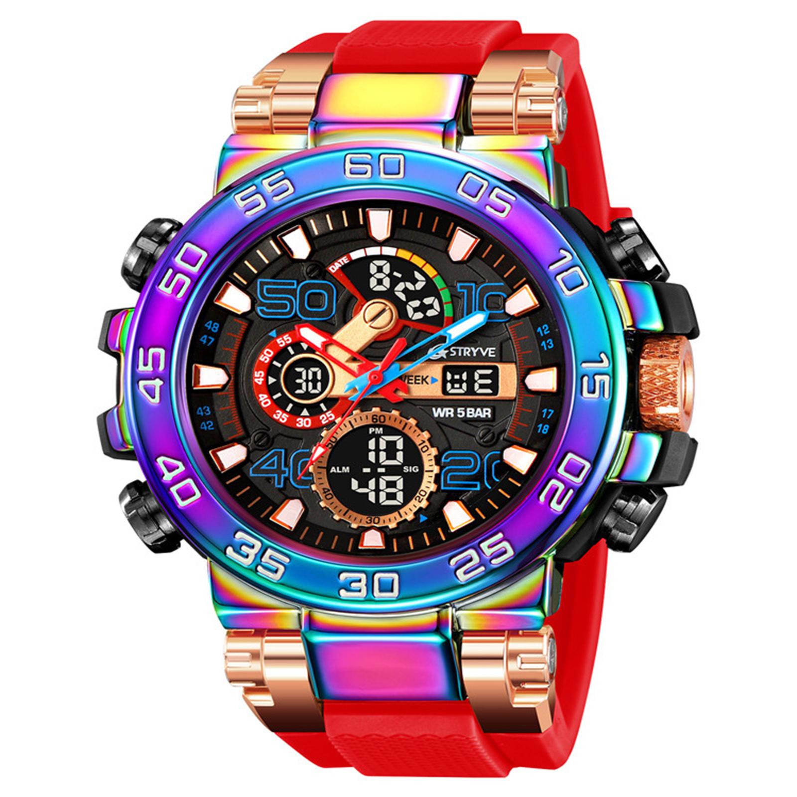 

Мужские водонепроницаемые светящиеся наручные часы-будильник для бега One Size