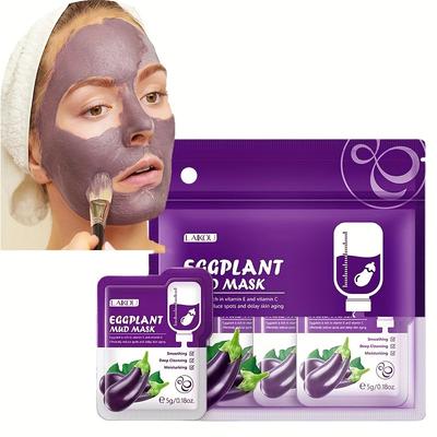 Mascarilla de berenjena de limpieza profunda para el rostro - Mascarilla de arcilla natural para eliminar puntos negros y tratar el acné