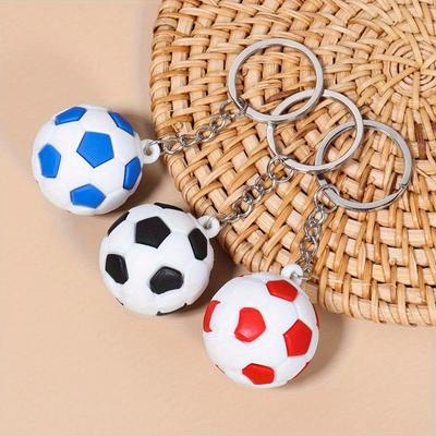 1PCS Football Shaped Keychain PVC Soft Rubber Sports Themed Accessory for Key Organizing