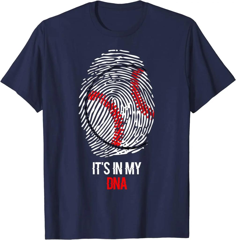 Funny Baseball Its In My DNA Fingerprint Unisex TShirt Short Sleeve Casual Cotton Boys TShirts