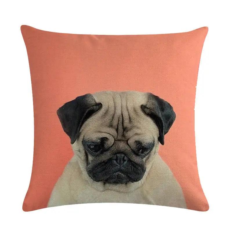 Cute Puppy Head Series Linen Pillow Case Seat Sofa Bedroom Cushion Cover Home Decoration Pillowcase 45*45Cm