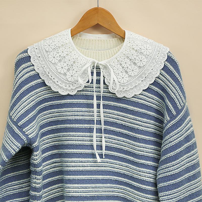 Идеальное Сочетание Модный Цветочный Вышитый Ложный Воротник Кружевная Накидка Сквозной Декоративный Воротник Трехслойный Шарф Аксессуар Для Платьев Блузок