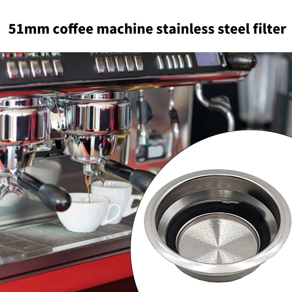 Stainless Steel Coffee Filter Basket 51mm Detachable Espresso Powder Bowl Coffee Grinding Accessories for Home and Cafe
