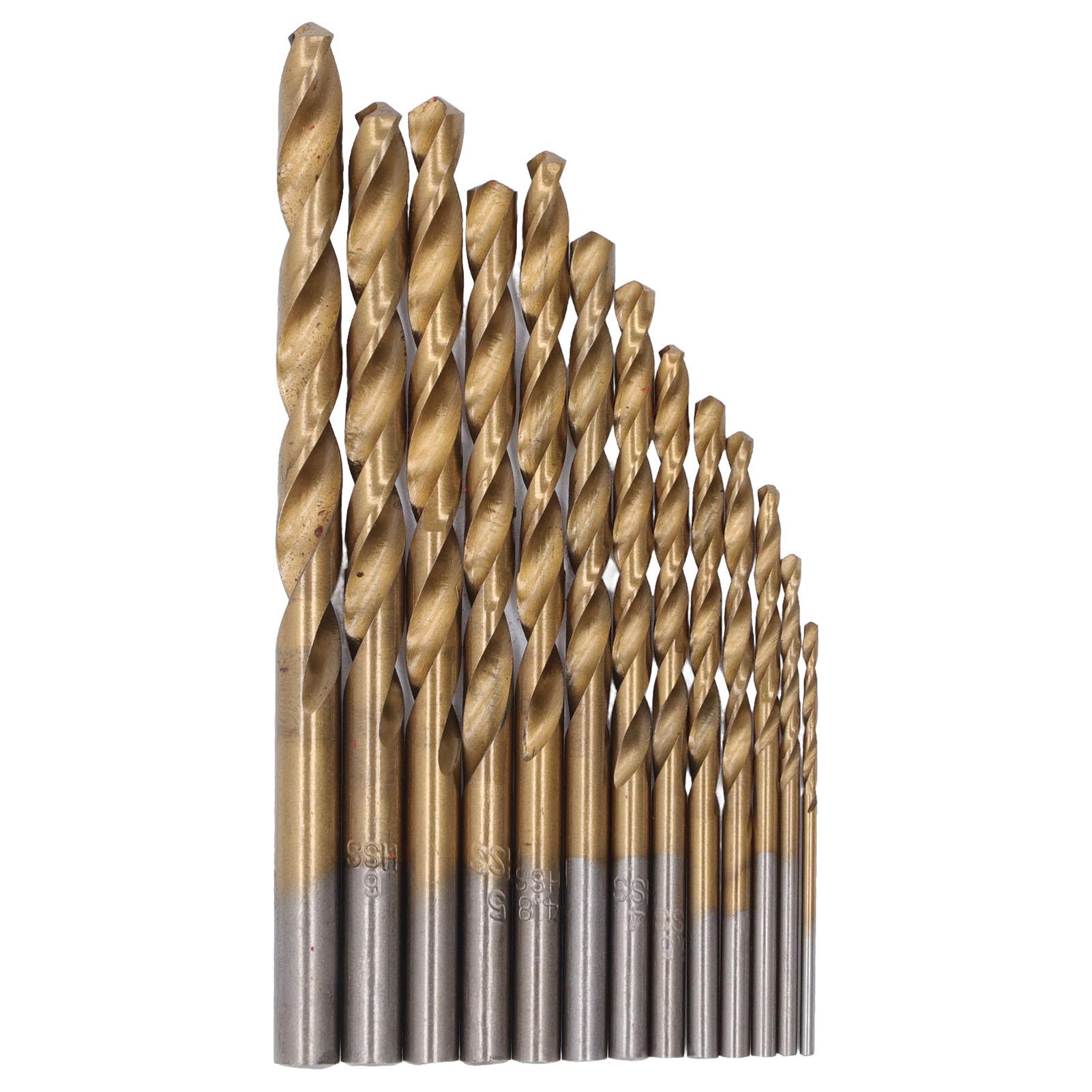 

13 шт. Сверла спиральные Быстросменные HSS для резки дерева и металла 1,5Хвостовик 6,5 мм с кейсомЗолотой