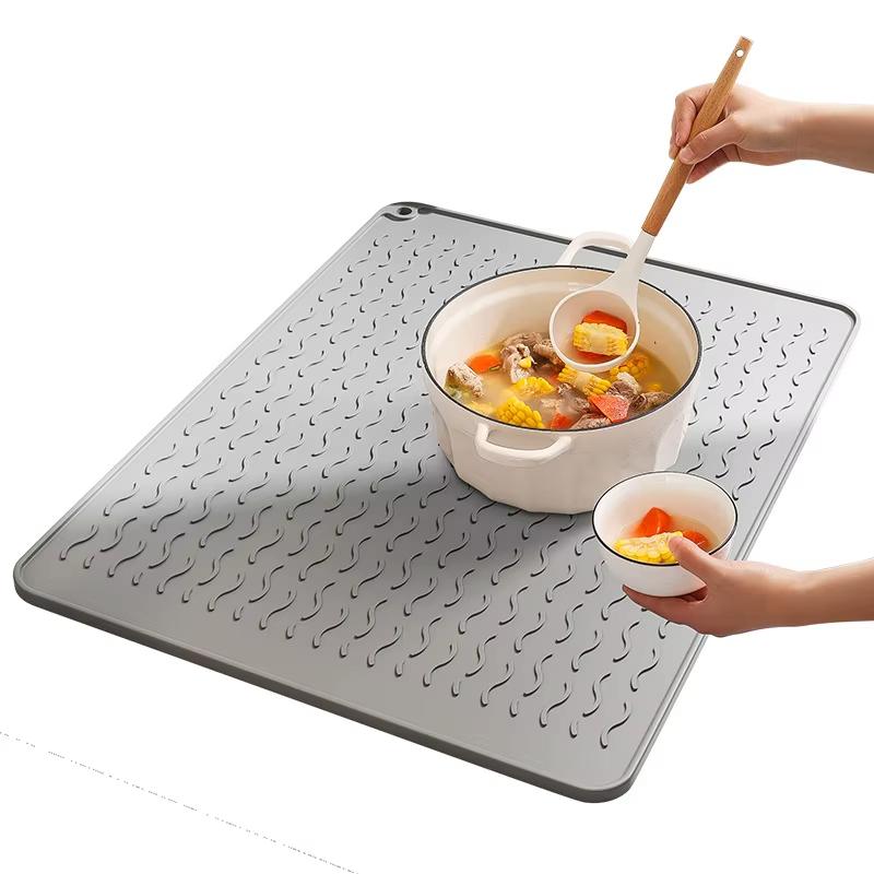 New kitchen countertop dish drying mat silicone drain mat heat resistant non-slip pots and pans coasters placemats tray placemat