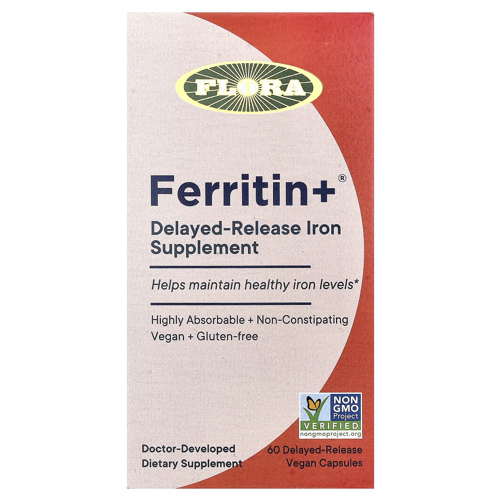 

Flora, Ferritin +®, Delayed-Release Veggie Capsules, 60 Capsules (20 mg per Capsule)
