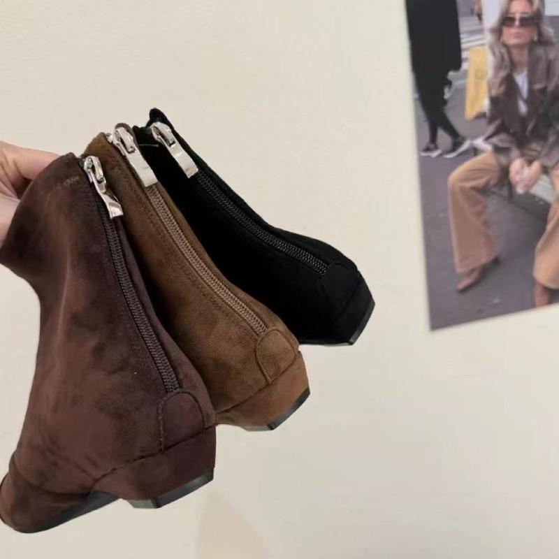Retro inner heightening pointed versatile short boots early autumn new thin boots small bare boots fashion short boots women