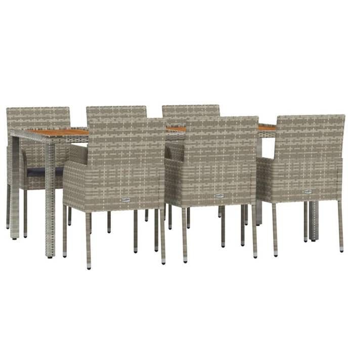 VidaXL Garden Dining Set and Cushions 7 Pcs Grey Rattan, Dining Set, Dining Set 3185021