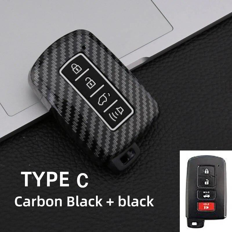 ABS Carbon Car Key Case For Toyota Prius CHR Aygo Corolla Yaris RAV4 Camry Land Cruiser Highlander Prado Auris Avalon Accessorie
