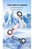 Compact Silent Handheld Fan with Long Battery & Powerful Speed, includes Ice Pack.