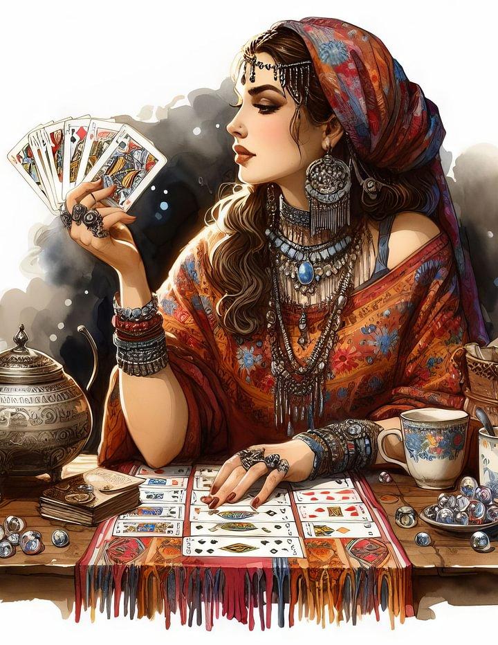 dIY 5D Diamond Painting Gypsy Girls Full Round Square Diamond Embroidery Fantasy Poker Indian Lady Mosaic Cross Stitch Kits