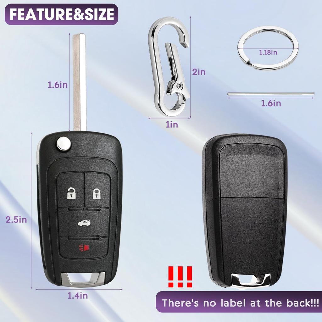 4 Button Keyless Entry Remote Control Flip Key Fob Replacement for Chevy Cruze Equinox Impala Camaro Malibu Sonic and GMC Terrain Buick Regal
